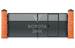 Ворота распашные 1750×3000 с калиткой ЗМК-4827